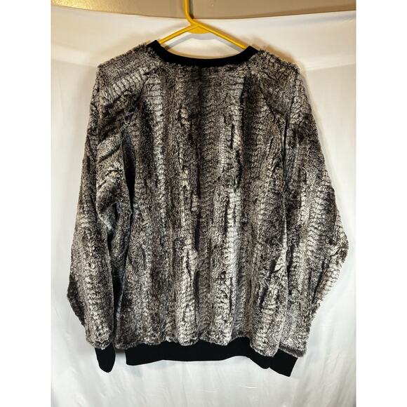 SpiritHoods Jacket Mens M Faux Fur Grey Hawk Crewneck Sweater Eco Friendly Luxe - Picture 2 of 7